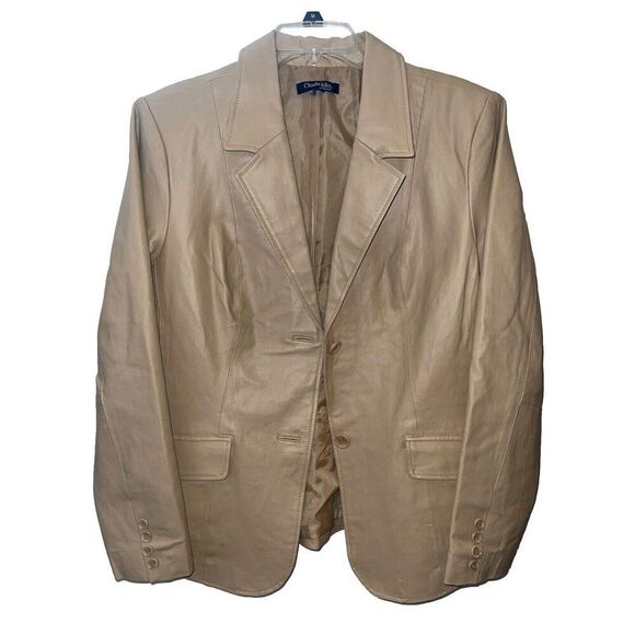 CHADWICK'S Light Brown 100% Leather Blazer Jacket Women’s Size 10 EUC - Picture 1 of 7